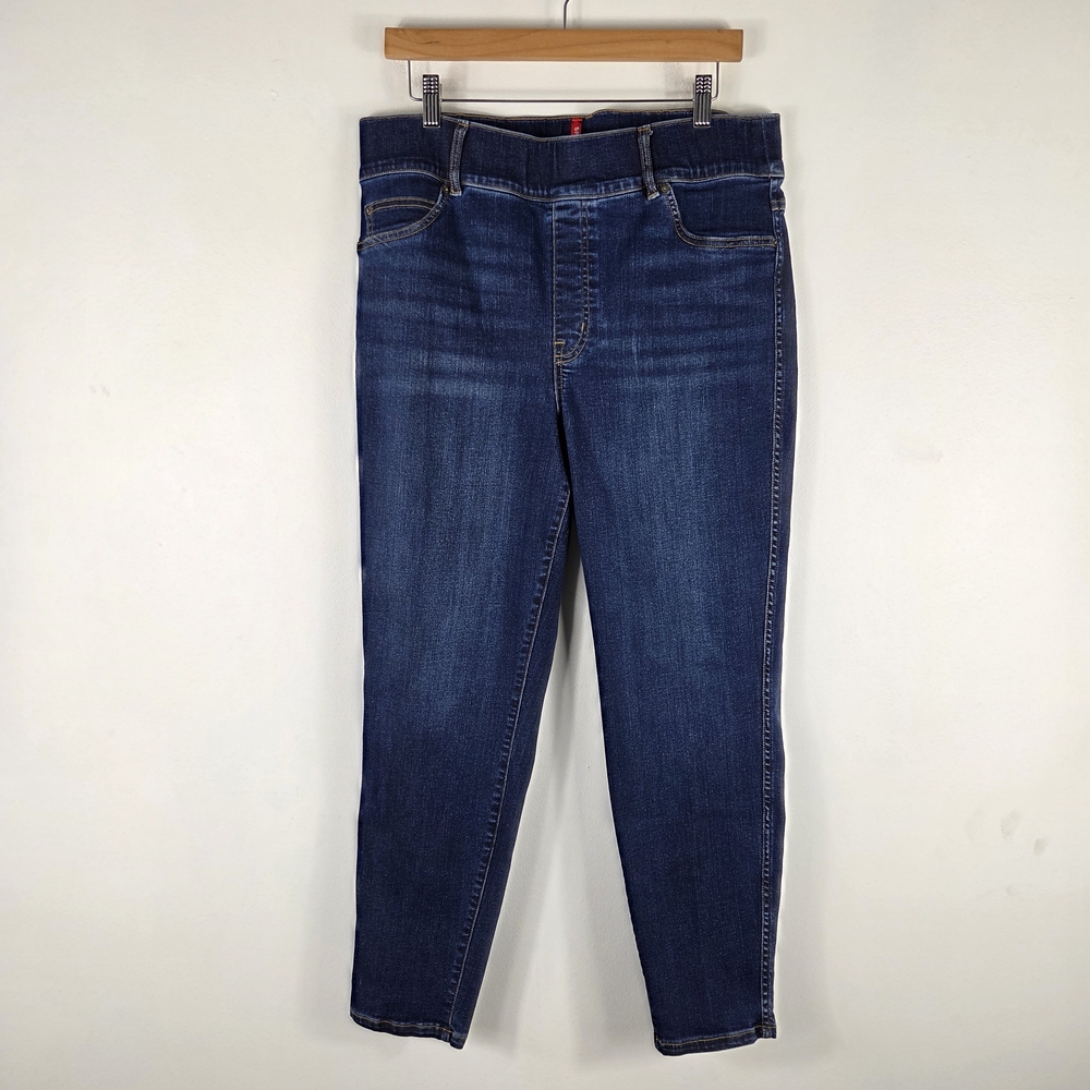 Spanx Pull On Elastic Waist Skinny Ankle Jeans Jeggins Blue 1X